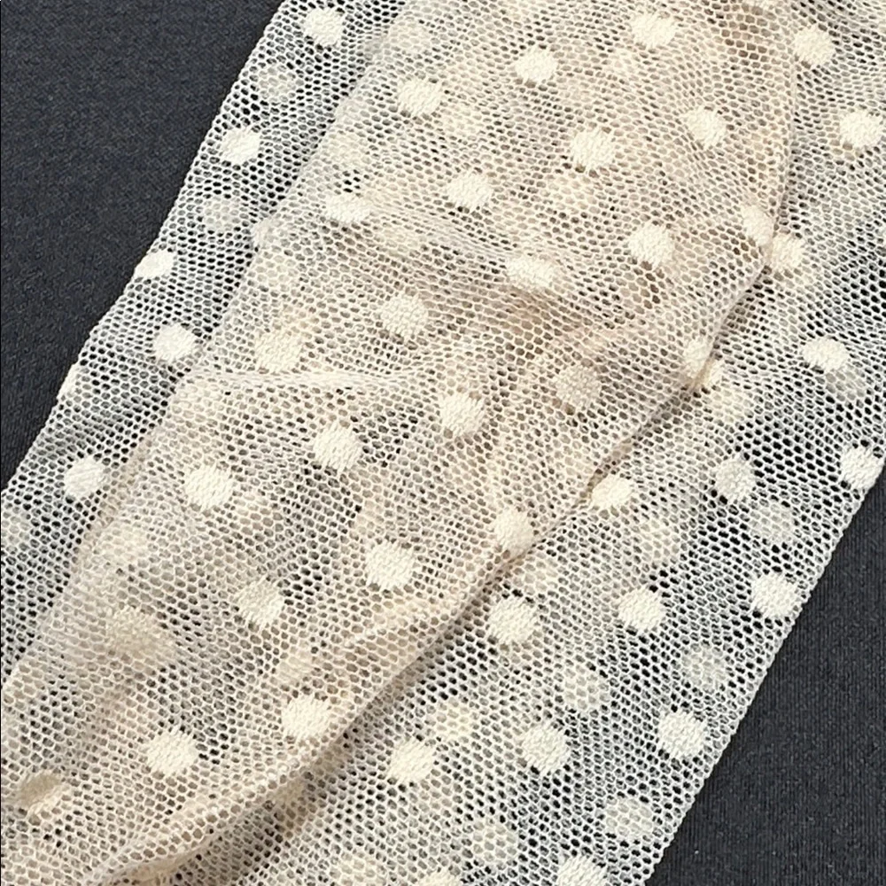 CouCou Lola Swiss Dot Sheer Long Socks Neutral Ivory New